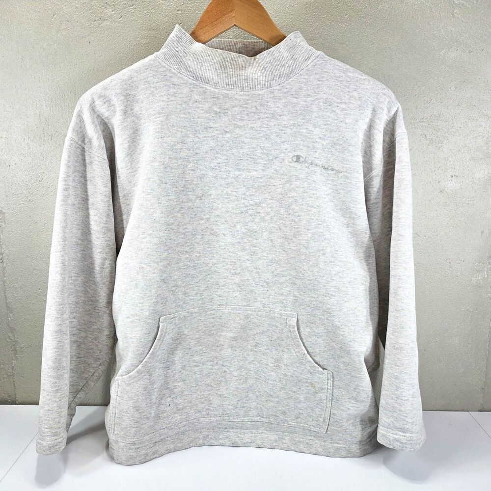 Vintage 90s Champion Made in USA Mock Neck Sweatshirt Gray Sz Large